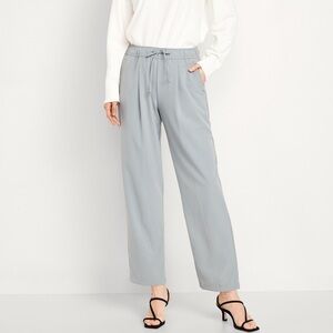 Old Navy Pale Gray Straight-Leg Drawstring Trousers